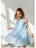 Blue Lace Tulle Flower Girl Dress Birthday Dress